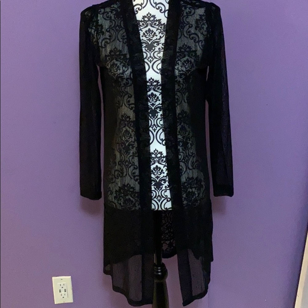 Black sheer lace cardigan